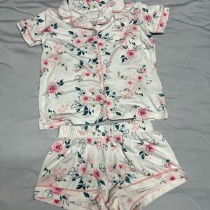 Floral Kids Pajamas - Pink and White